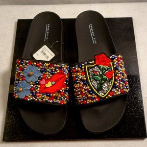 Women Lady Slip On Sandals Rhinestone Size 13
